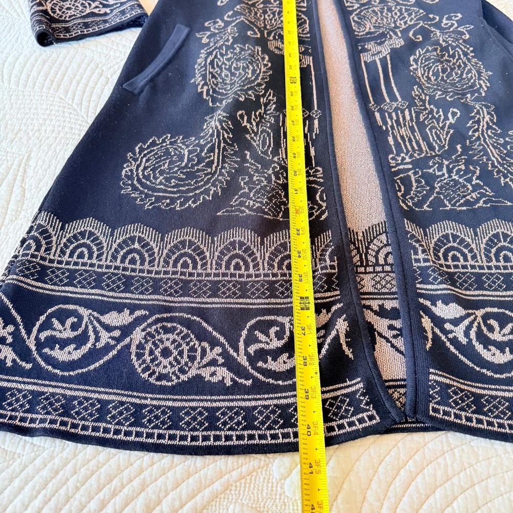 Witchy Whimsigoth Boho Gold & Black Metallic Duster Cardigan Sweater Chicos Sz M - Picture 13 of 16